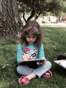 child learning outside